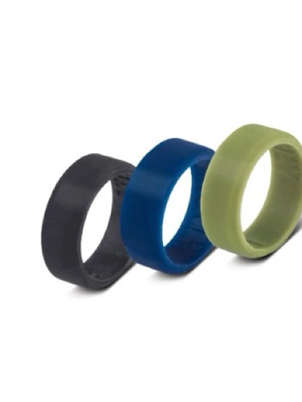 3 pk silicone (The Best Man) men’s navy, blk, green weddng bands-NIP- sz 13.5-14